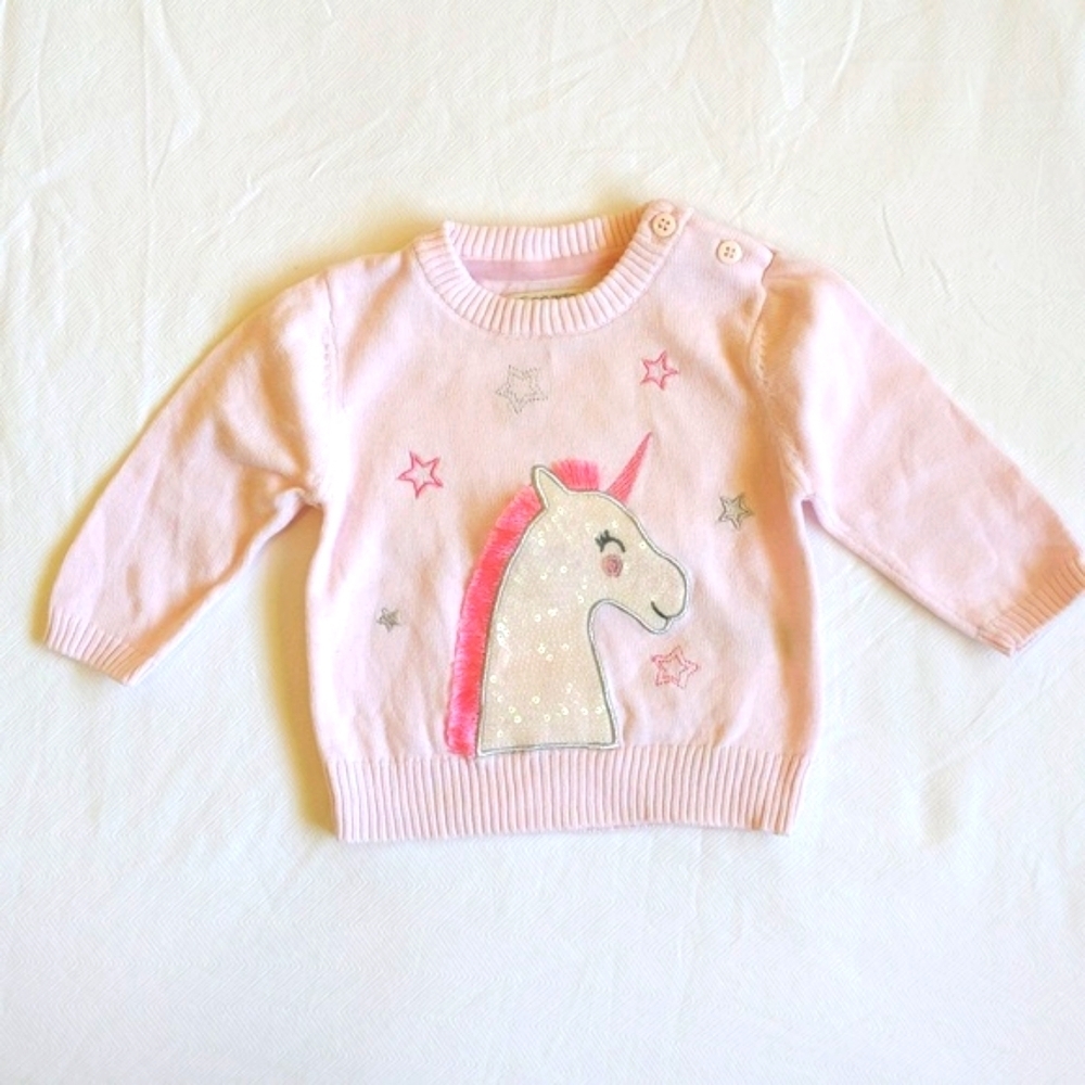 george pink sequin unicorn knit sweater 3 months baby girl